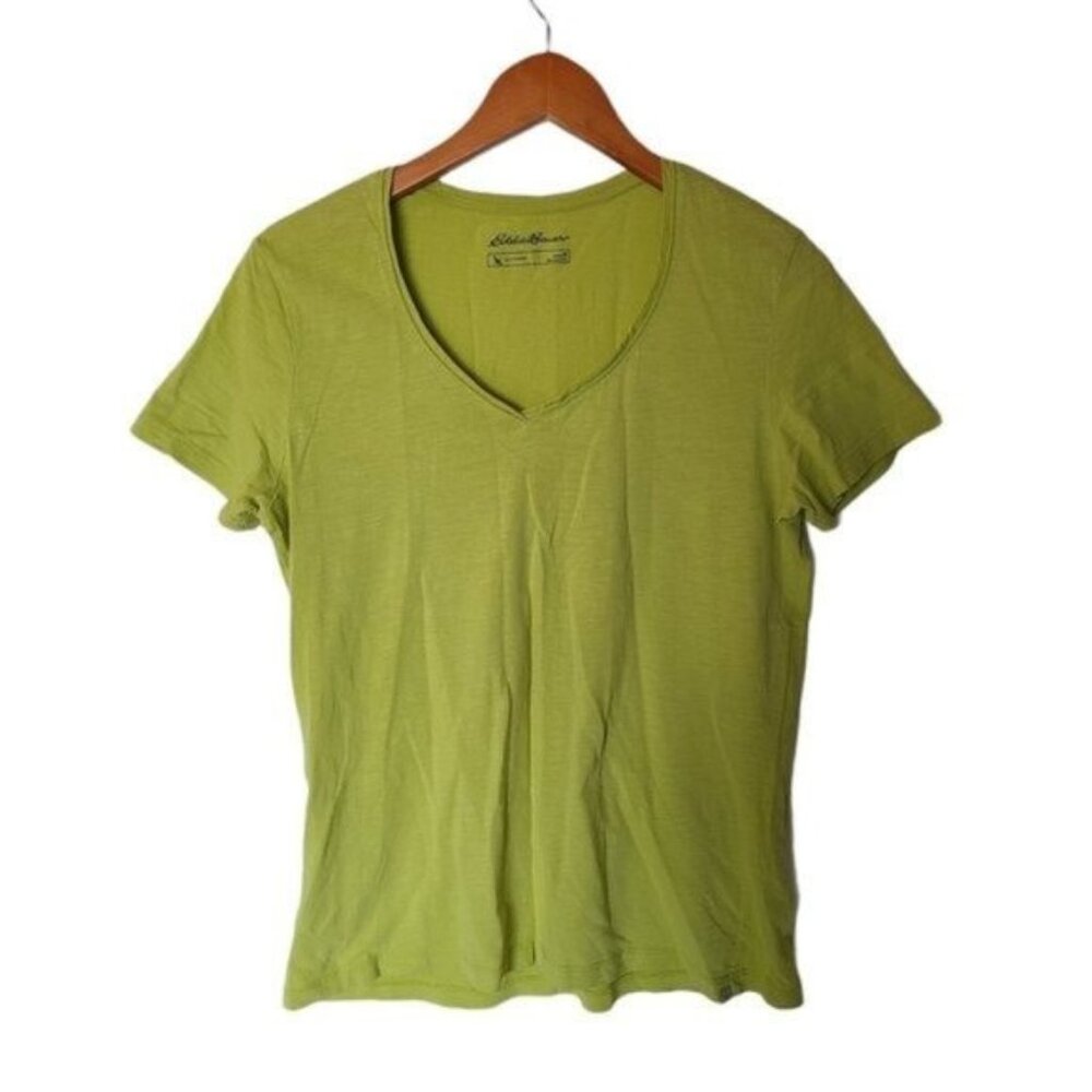 Eddie Bauer Outdoor Green Tee T Shirt V Neck‎ M